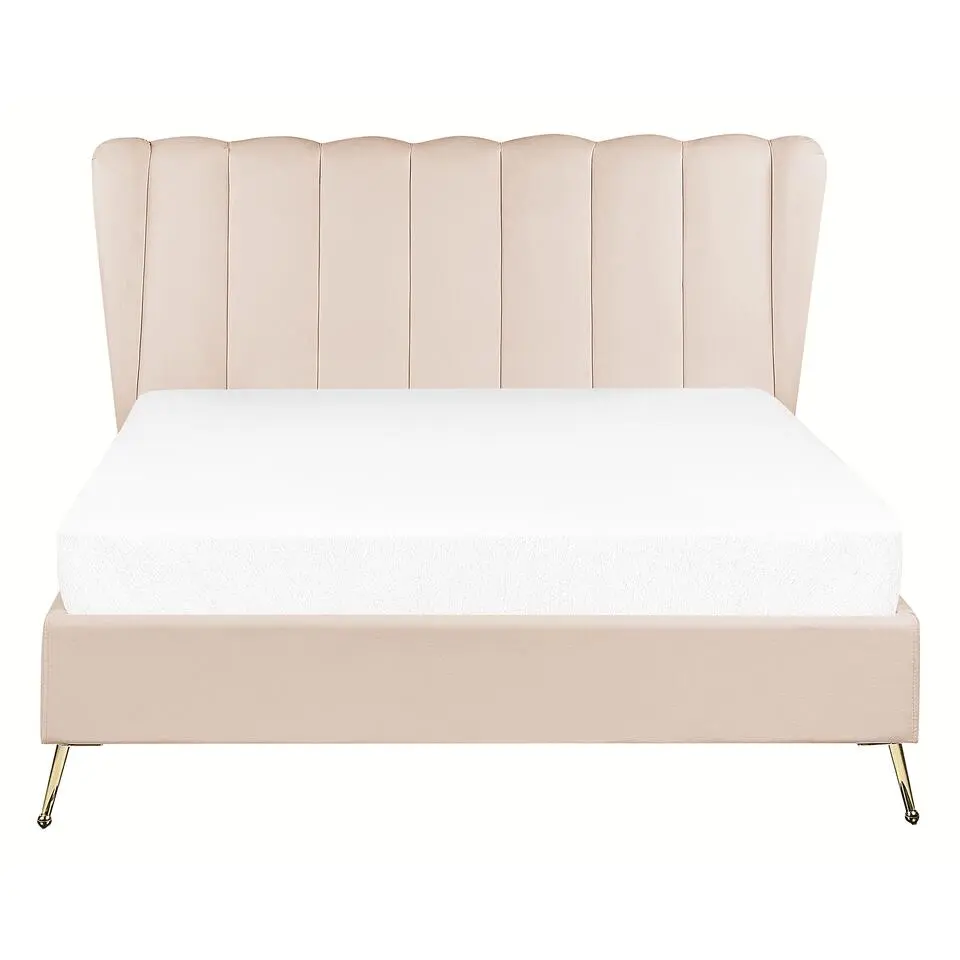 MIRIBEL - Tweepersoonsbed - Beige - 140x200 - Fluweel