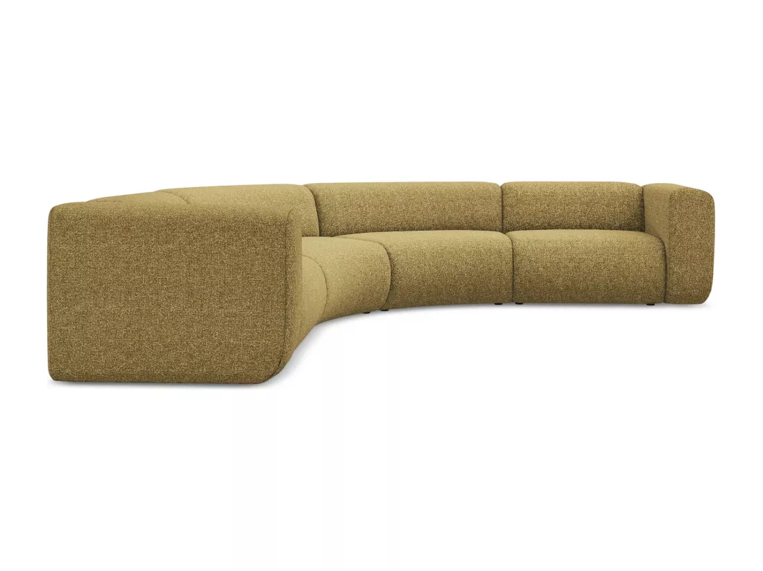 Canapé d'angle modulable en tissu texturé - moutarde - EKAHI