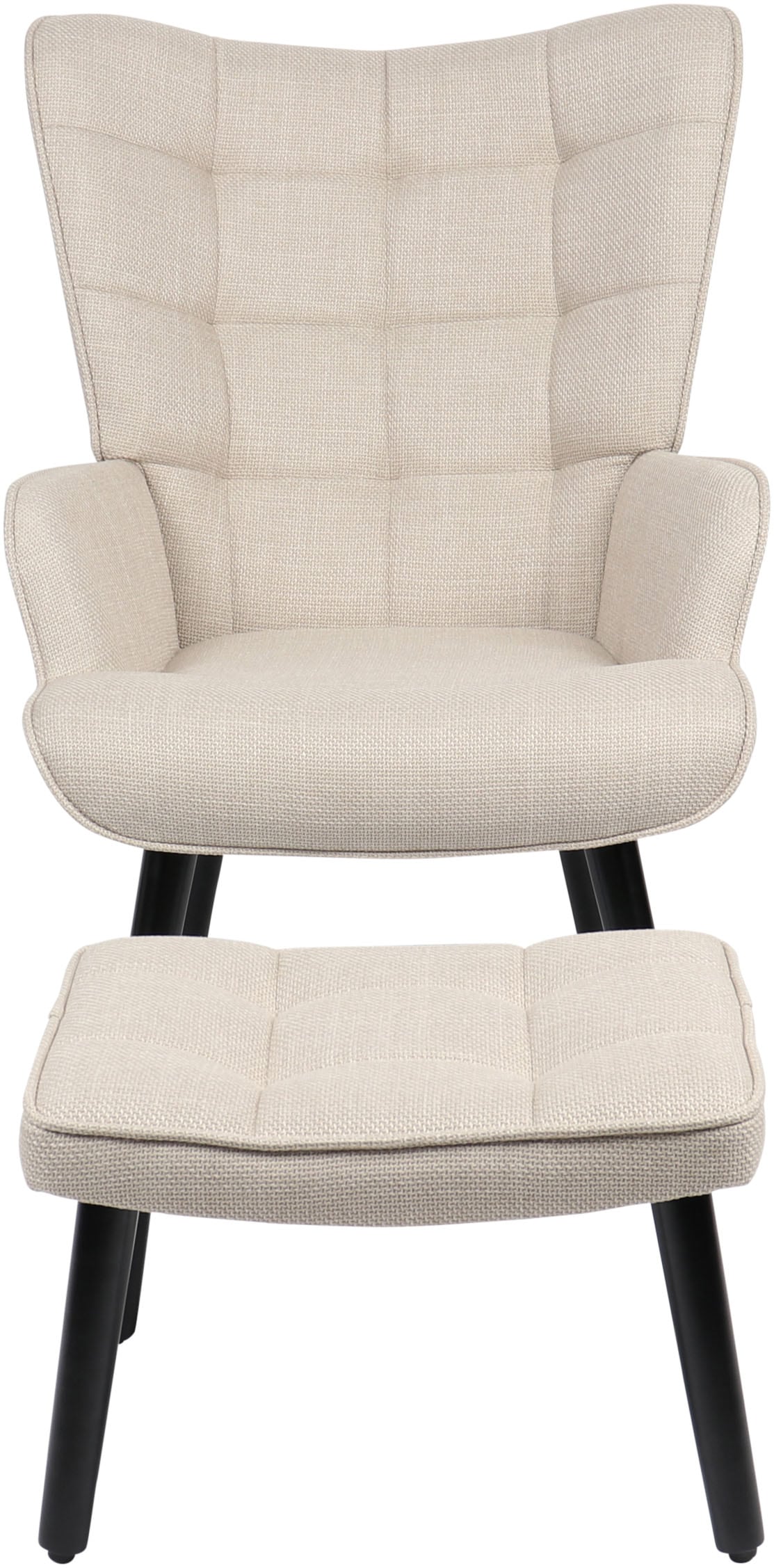 HELA Loungesessel »PAROS« Set, Sessel mit Hocker, 2 Stk. tlg. Sessel mit Hocker;Loungesessel;4-Fuss Massiv;Webstoff;Armlehnen