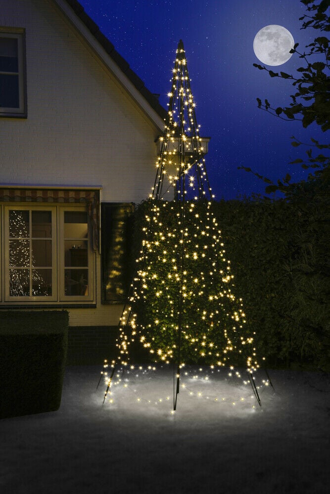 Fairybell Twinkle - Vlaggenmast kerstboom - 640 - Warm wit - 400 cm