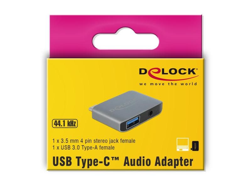 Delock Soundkarte USB Type-C Klinkenbuchse 3.5 mm   USB 3.0 Delock Audio Adapter USB Type-C Stecker – Klinkenbuchse 3.5 mm   USB 3.0 A Buchse