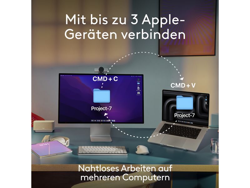 Logitech Tastatur MX Keys S for Mac Space Grey CH-Layout Komfortable Tastatur mit Multi-Device Kopplung und intelligenter Beleuchtung – Entwickelt für Mac