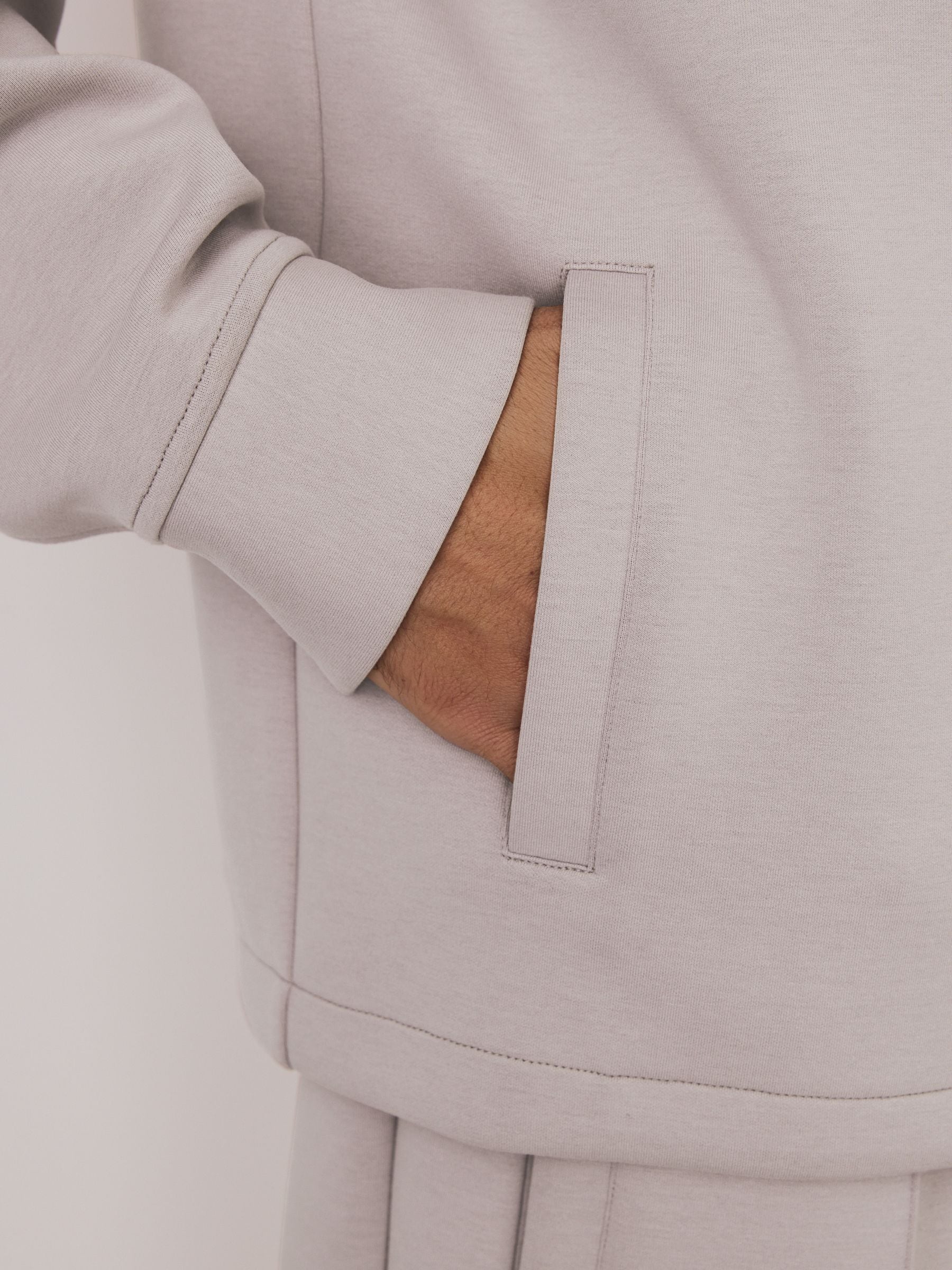 Ice grey - Soft Touch Scuba Zip Through Shacket