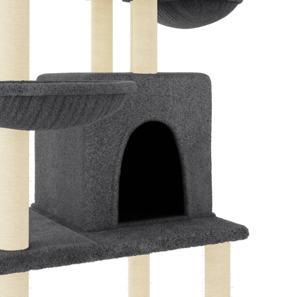 Arbre à chat avec griffoirs en sisal gris foncé 180 cm