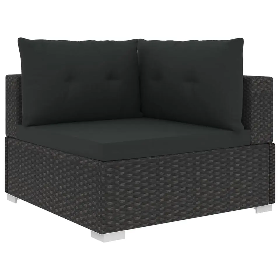 vidaXL - Loungeset - Zwart - Poly rattan - 6 stuks - Met kussens