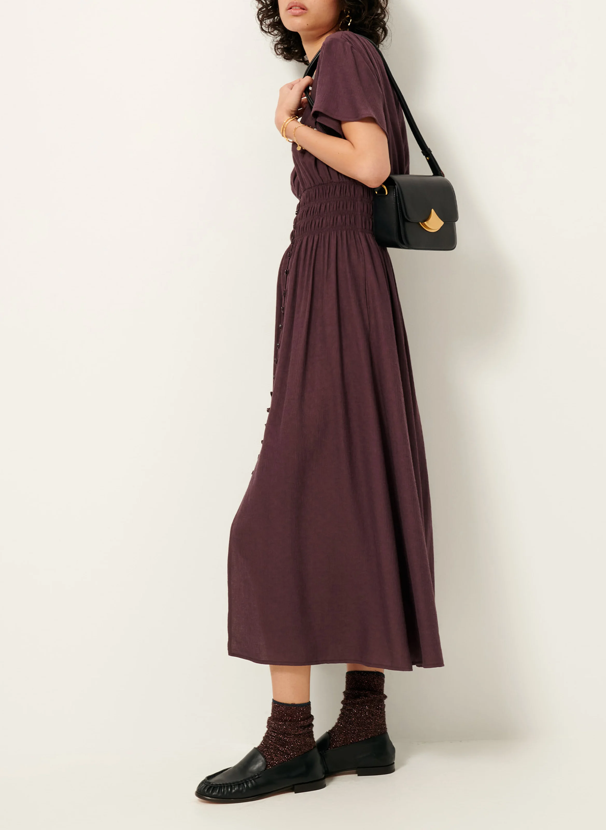 GALAYA - Robe longue col V | Violet