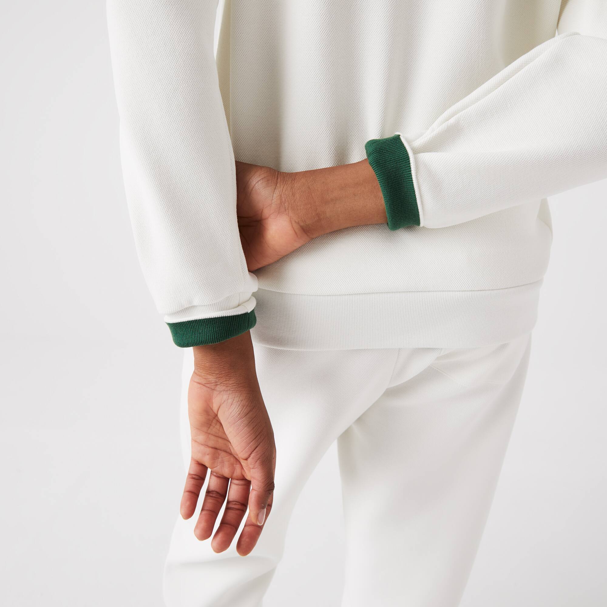 Damen Rundhals-Sweatshirt aus zweiseitigem Piqué Sweatshirts - Weiss - Lacoste - Damen