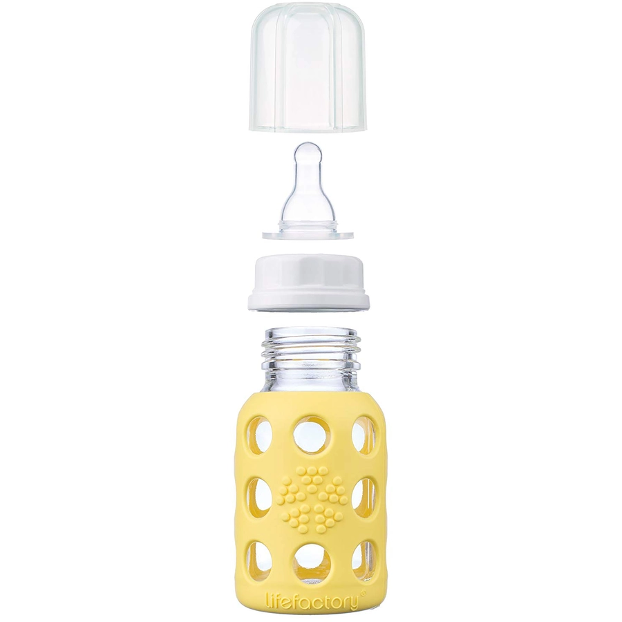 lifefactory Babyflasche aus Glas in banana 120ml