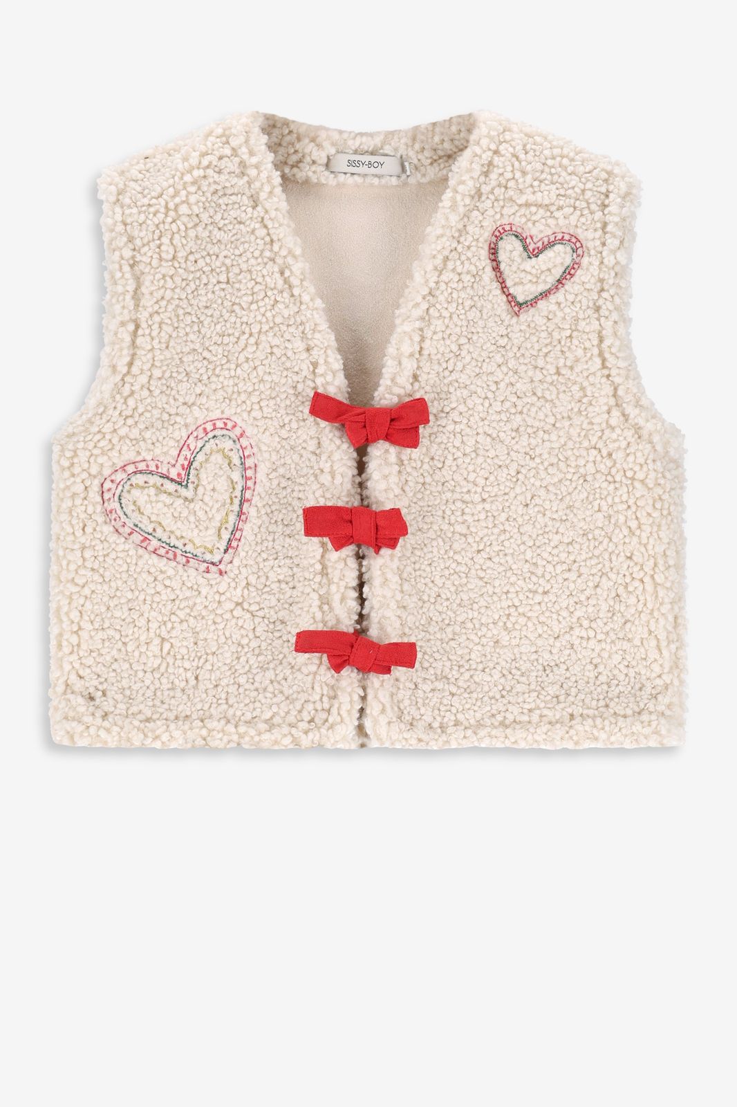 Wit teddy gilet met embroidery