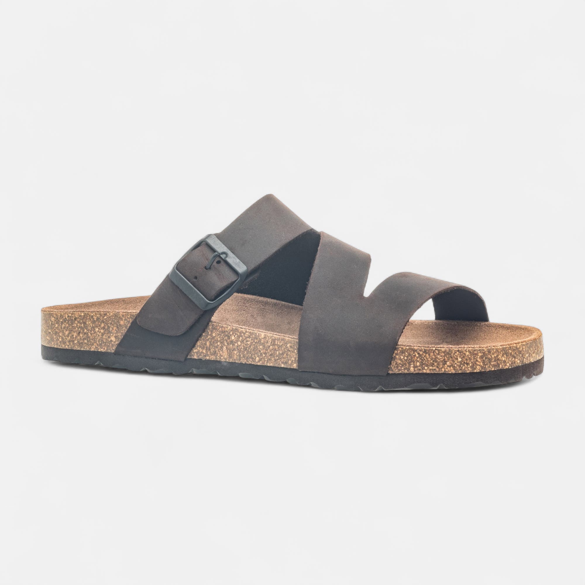 Mules semelle liège Homme en cuir marron