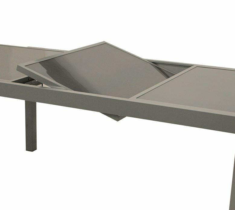 DEGAMO Ausziehtisch PISA 140/200x90cm, Aluminium + Glas