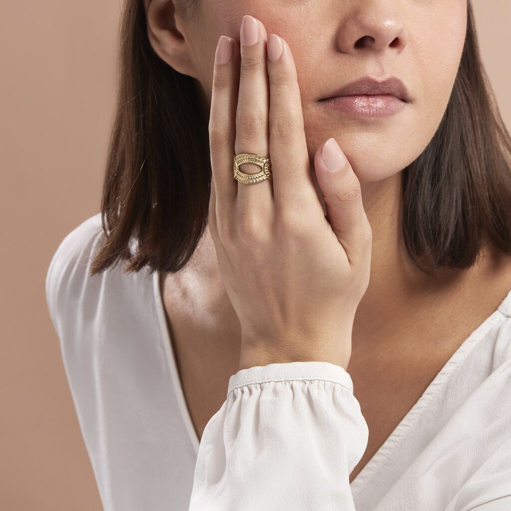 Bague Ajustable Agostino Acier Doré