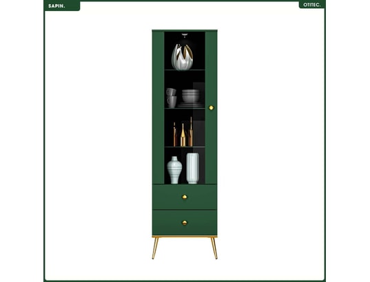OTITEC - Armoire vitrine - h.190 x l.55 x p.40 cm - sapin