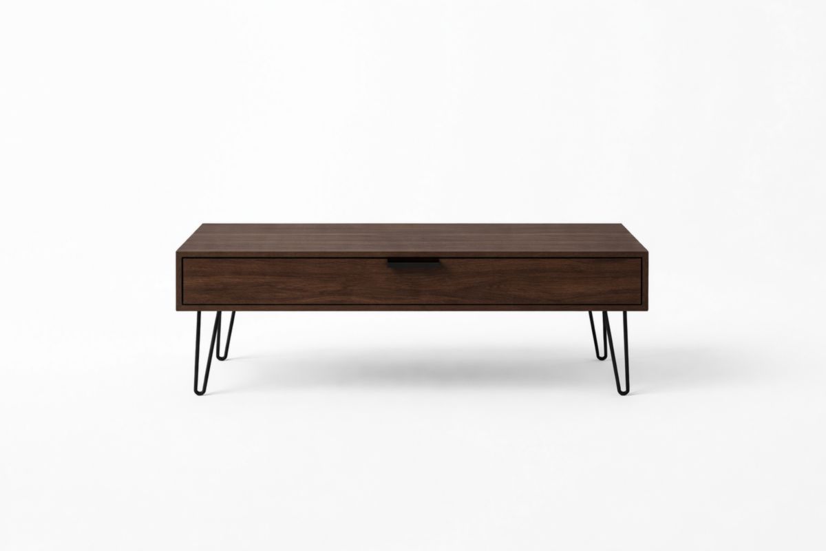 Couchtisch rechteckig Walnussholz Metall 120x60x40 cm