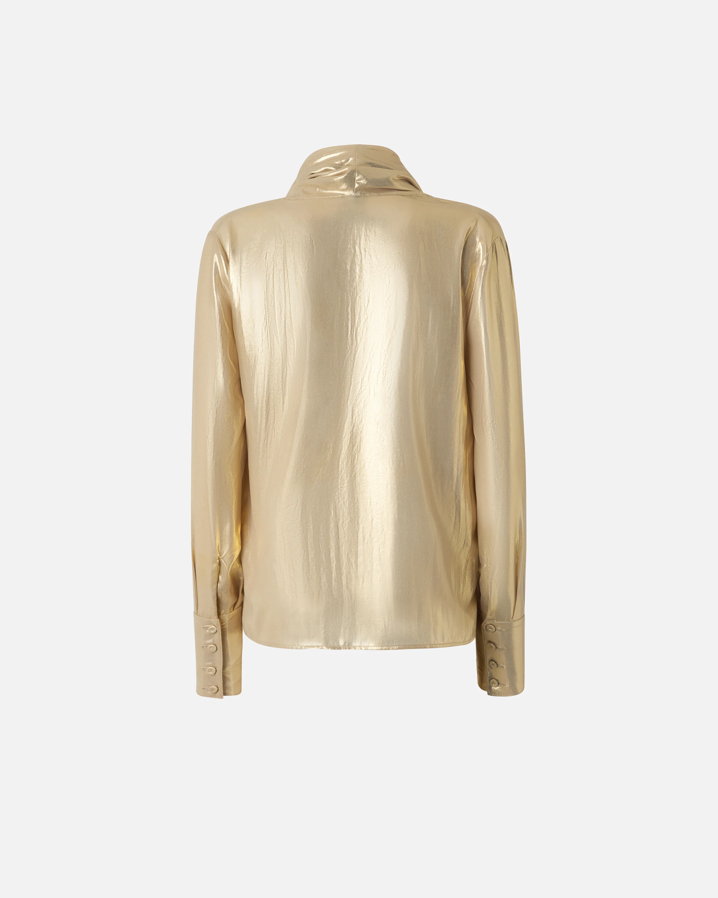 Blouse dorée métallisée à col large | Beige