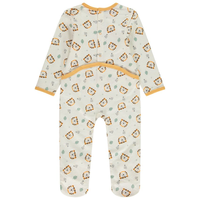 Lot de 2 dors-bien tigre pour bébé garçon avec ouvertures différentes selon l'âge - Ecru