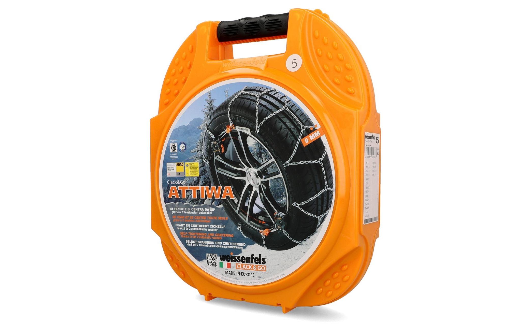 Stahlschneekette Attiwa Clack & Go 5<br>Schneekette Grip Automatic mit zwei automatischen Spannungsvorrichtungen
