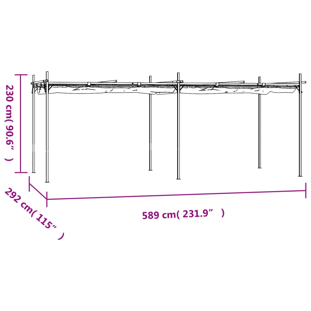 Pergola avec toit rétractable crème 589x292x230 cm