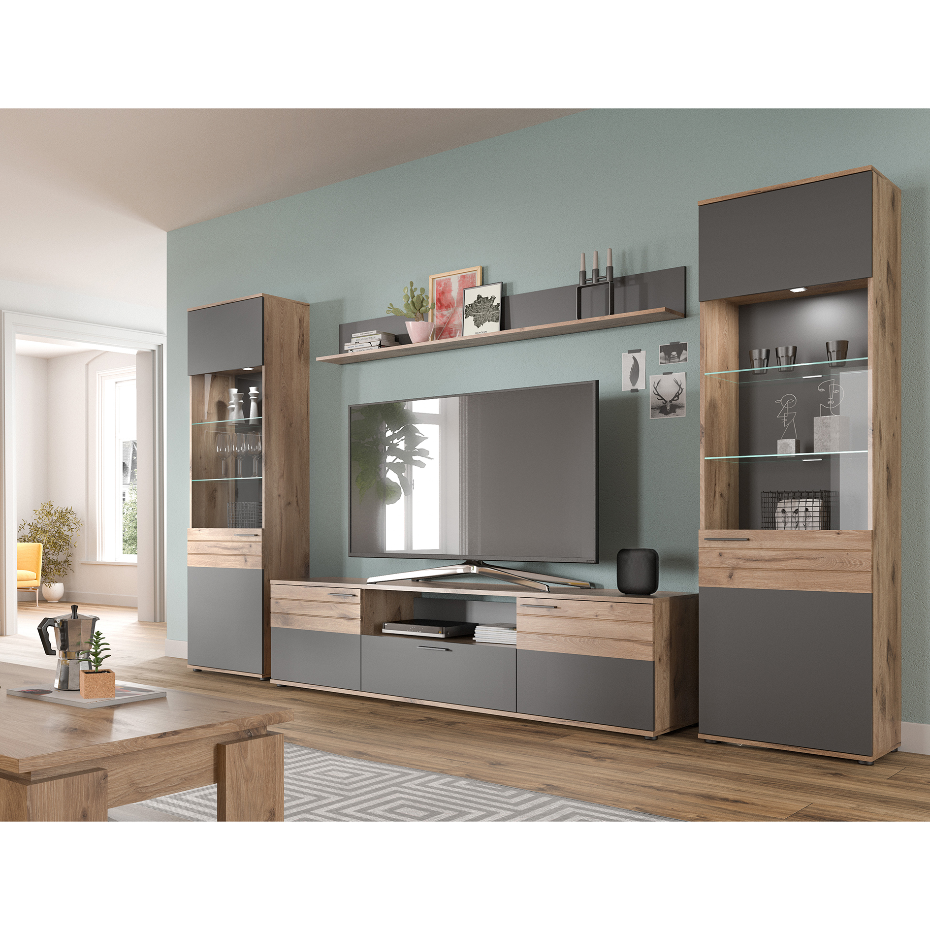 Lowboard MASON - Nox Oak - Basalt grau - 194 cm
