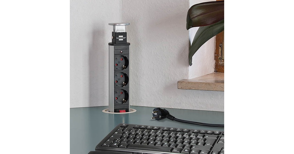 BrennenstuhlTower Power stekkerdoos met USB stekkerdoos  (Zilver/zwart)