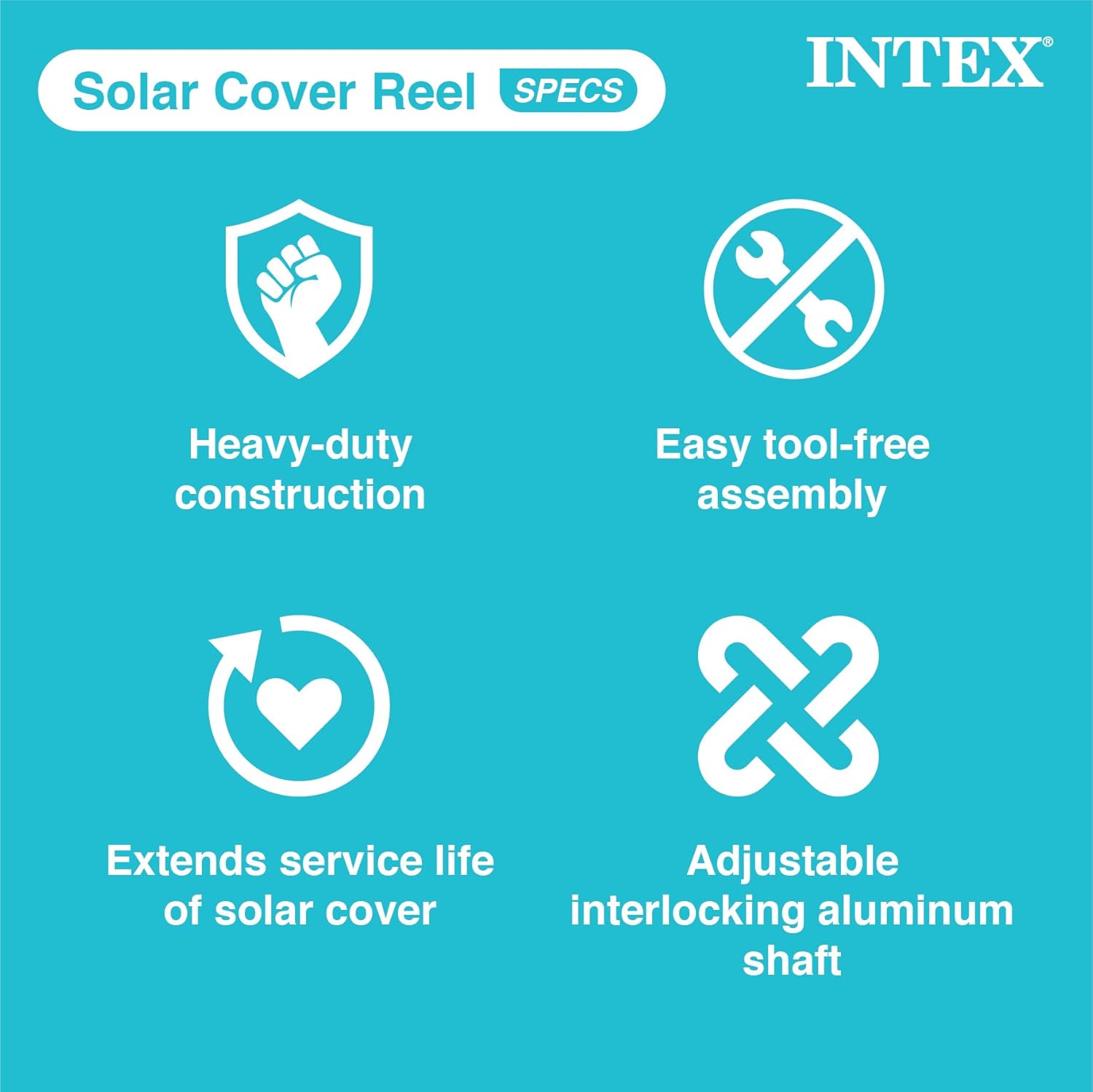 Intex 28051 – Solar-Abdeckrolle, für Pools 274–488 cm, Aluminium und PVC, Grau