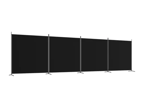 Cloison de séparation 4 panneaux Noir 698x180 cm Tissu
