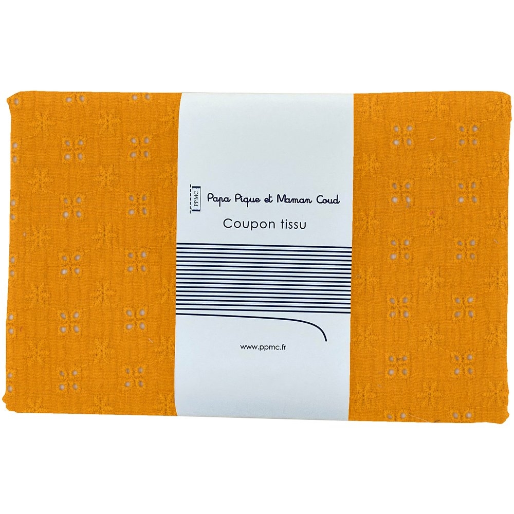 Coupon Tissu 1 M Gaze Dentelle Ocre