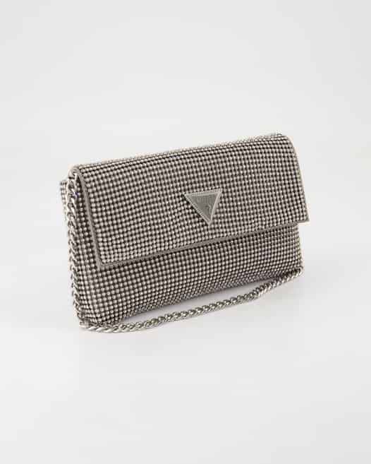 Guess Zalina Flap Clutch Umhängetasche in Silber