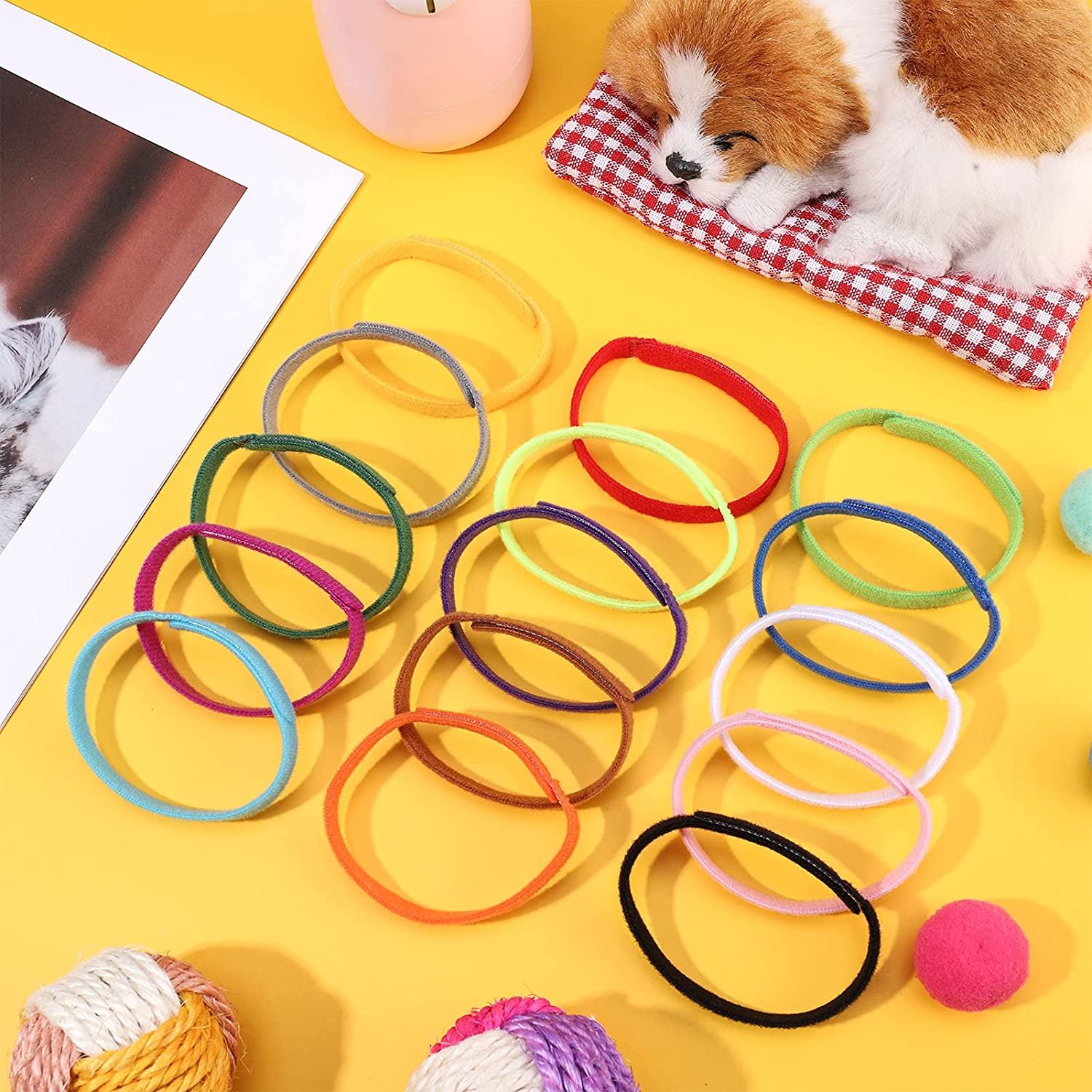 (15er Set) Gr. S Welpen Soft Halsband Puppy / Kitten Erkennungsband mit Klettverschluss - Bunt