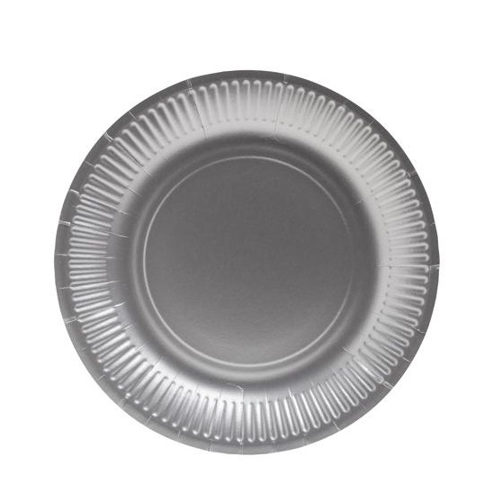 (10er Set) Ø23cm Pappteller Einweg Papier Teller Party Geschirr Tisch Deko (79311I) - Silber