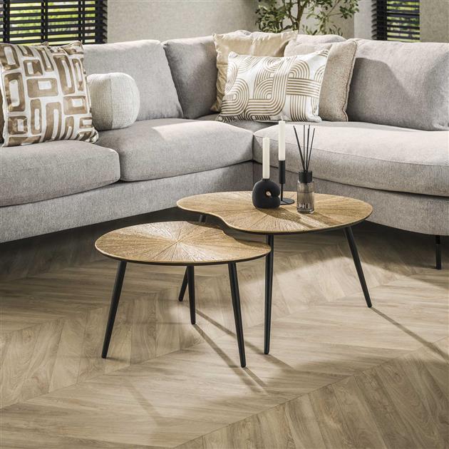 Hoyz Collection - Salontafel Set-2 Niervormig Ray - Brons|Goud Metaal