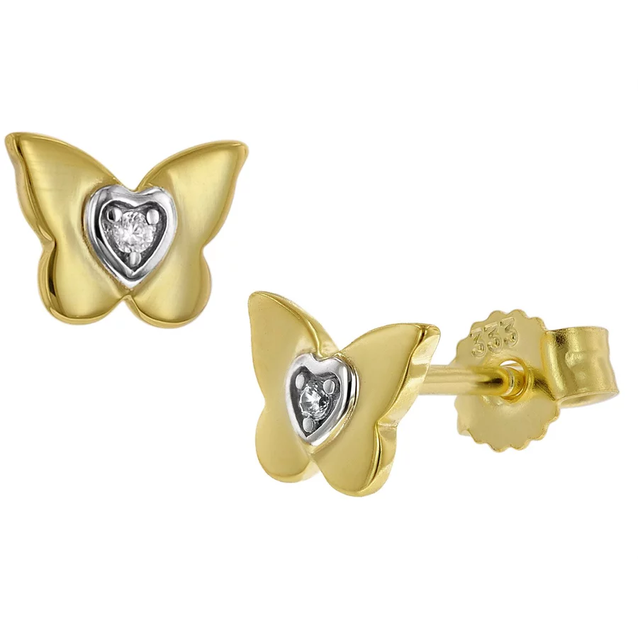 trendor Ohrringe für Mädchen Gold 333 (8 Kt) Schmetterling Ohrstecker gold
