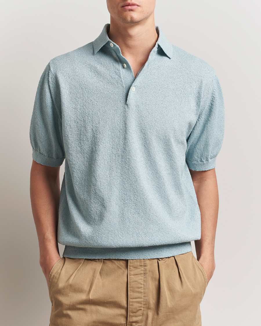 BEAMS PLUS Short Sleeve Boucle Polo Light Blue
