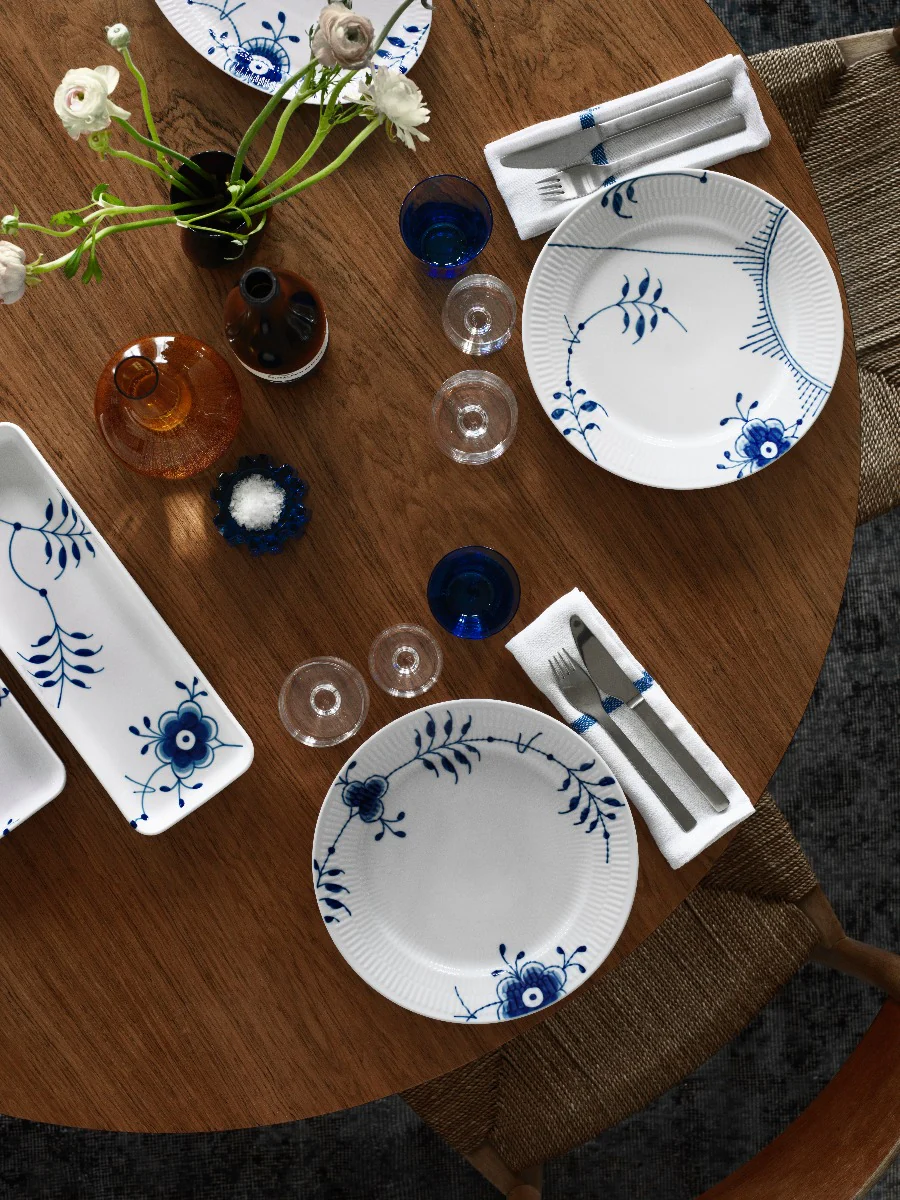 Royal Copenhagen  Blå Mega riflet tallerken, deko 6 - 19 cm.
