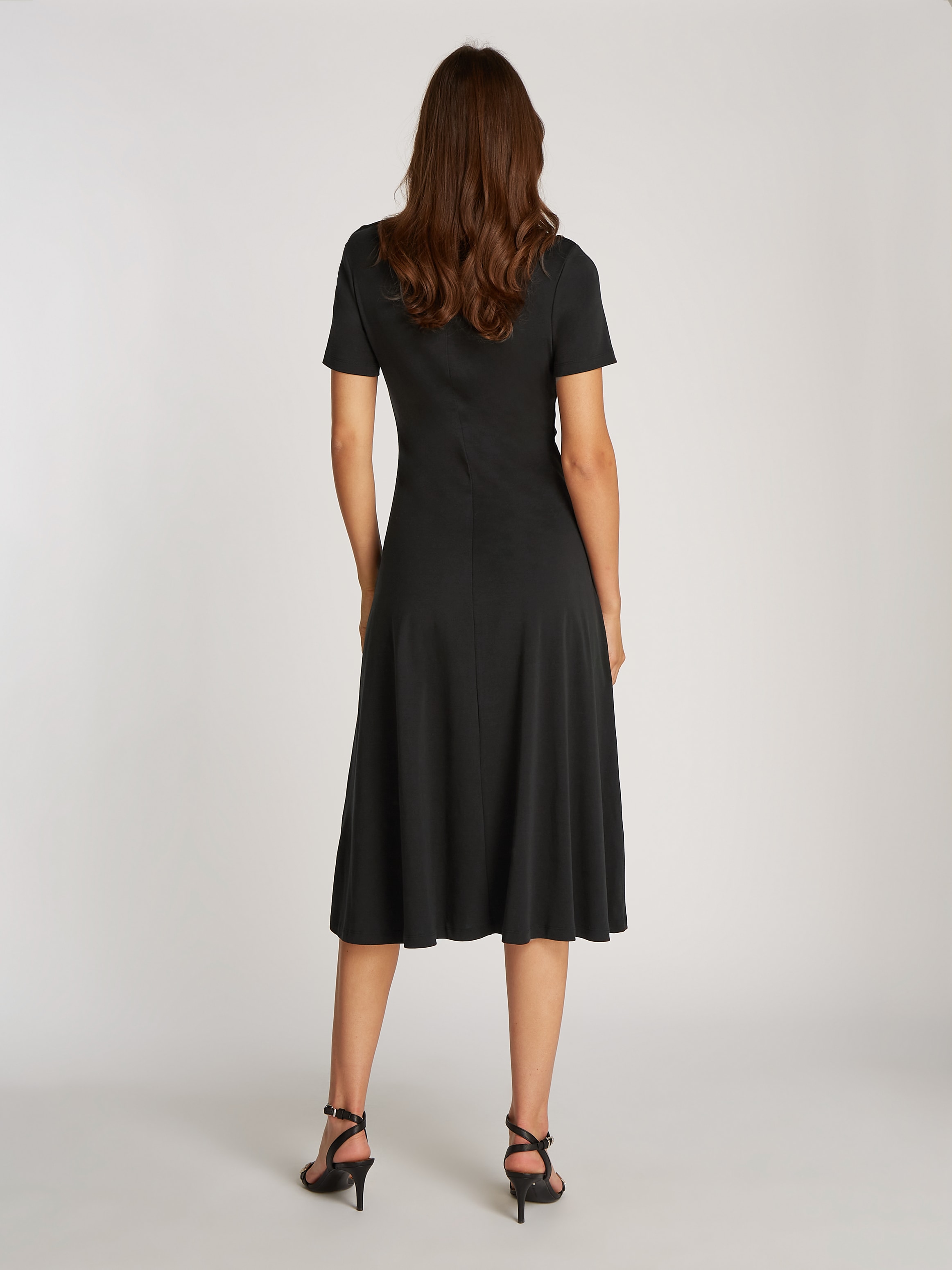 Tommy Hilfiger A-Linien-Kleid »GOLD BTN DRESS« mit goldfarbenen Knöpfen, in Midi-Länge
