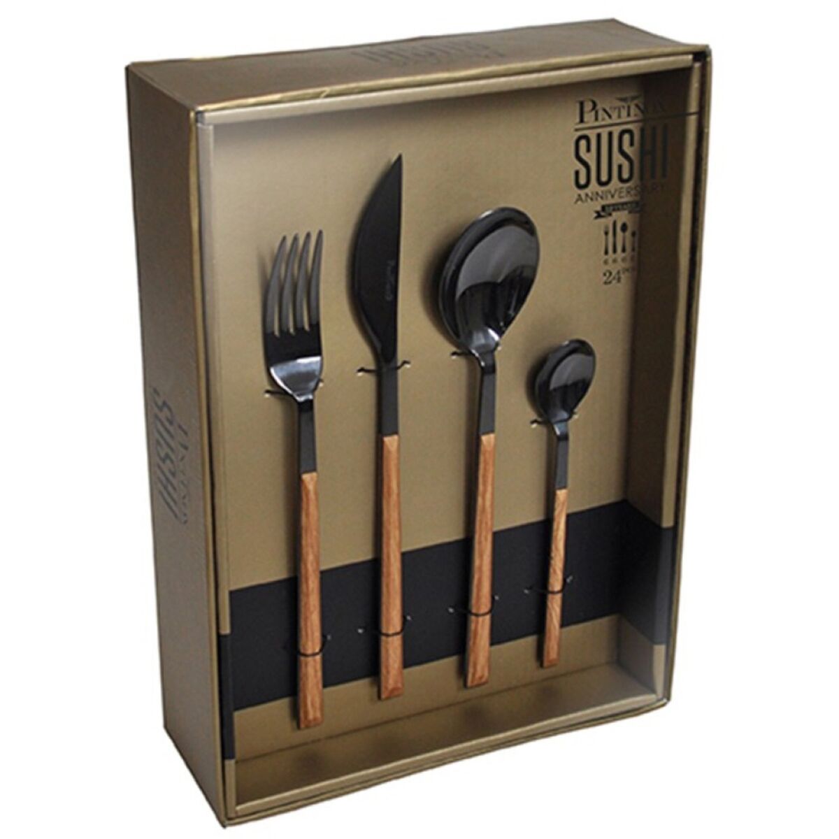 Sushi Anniversary bestikksett 24 stk, svart/teak