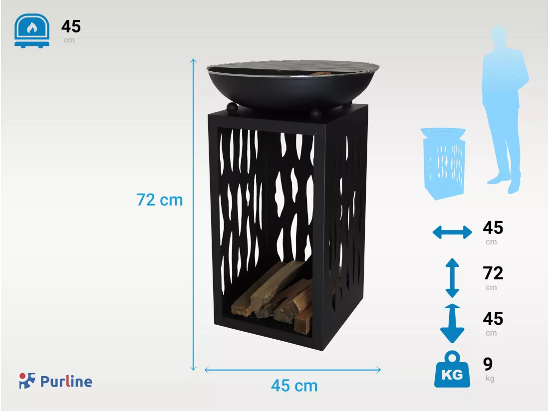 Barbecue au design élégant avec grill chromé en acier noir