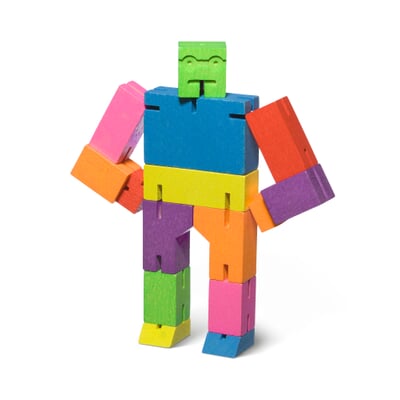 Holzfigur Cubebot, Bunt