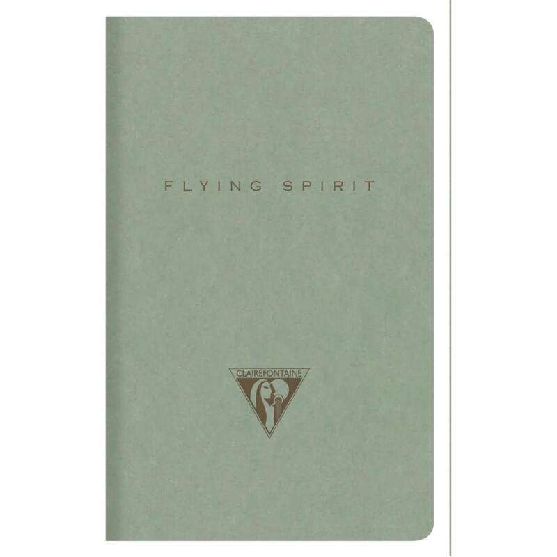 Flying Spirit piqûre textile 7,5x12cm 48 pages ligné motifs assortis papier ivoire 90g - Vert de gris