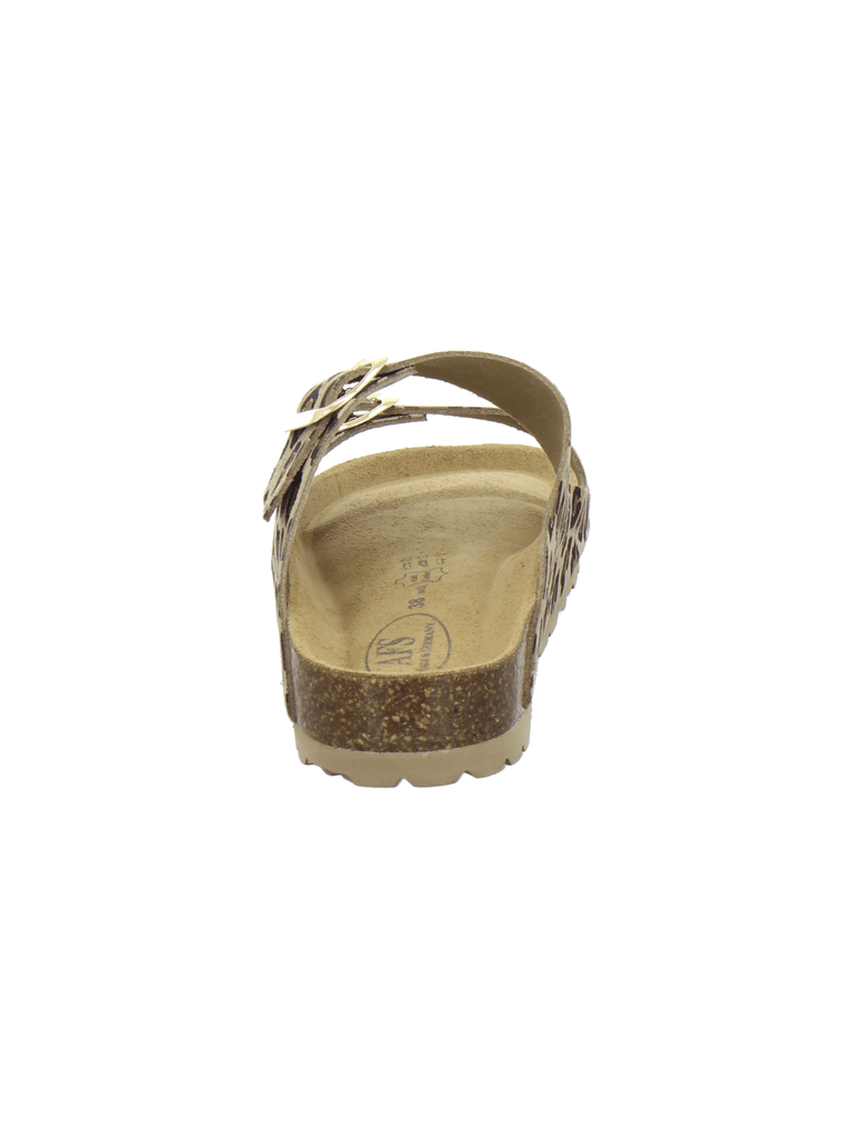 Pantoletten Damen Zweischnaller leo-beige
