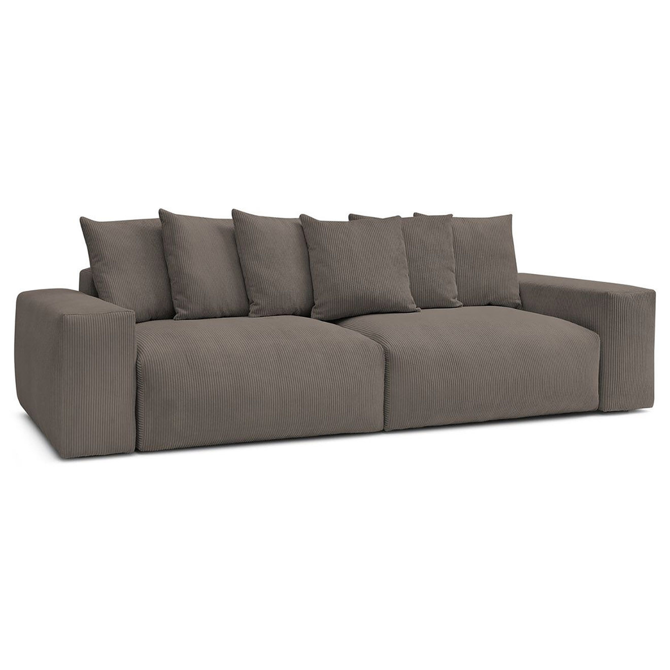 Bobochic Canapé 4 places moelleux voltaire velours côtelé taupe - 320x124x75 cm