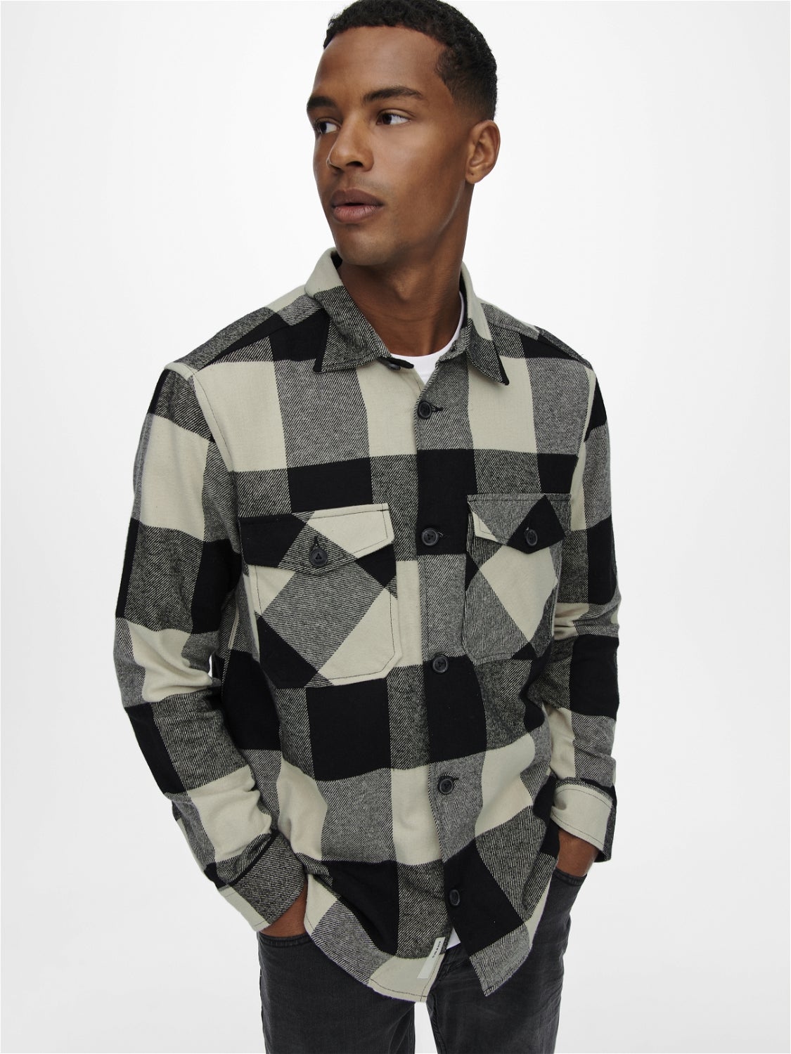 ONSMILO Flanellhemd Black