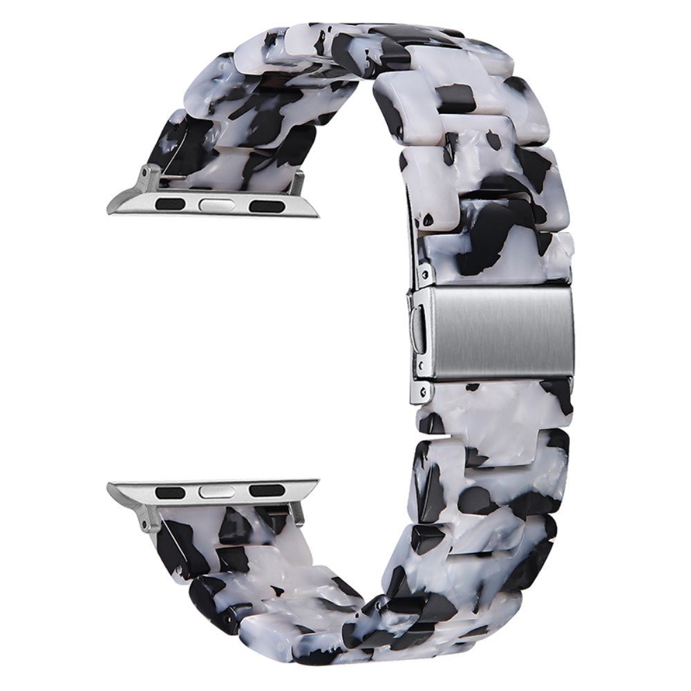 Apple Watch (42/41/40/38 mm) Resin Armband mit Faltschliesse - Schwarz / Weiss