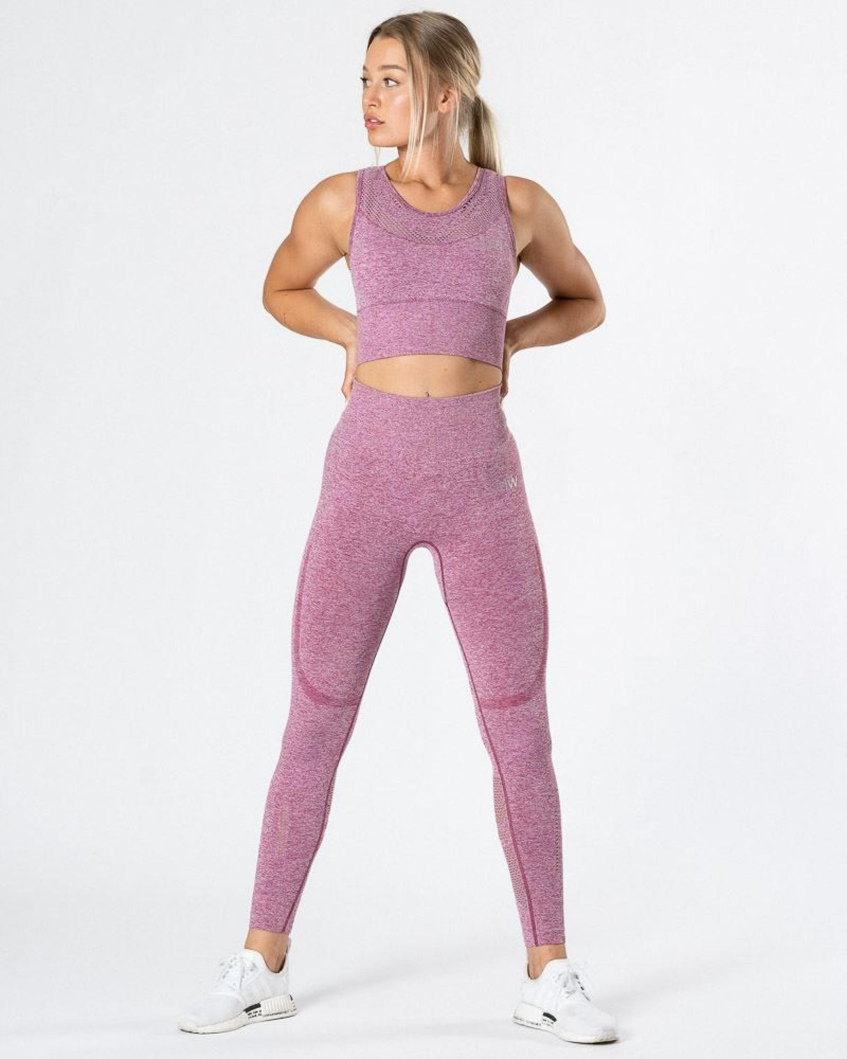 ICIW<br>Queen Mesh Sleeve Less Crop Top Mulberry Melange V2 - XS