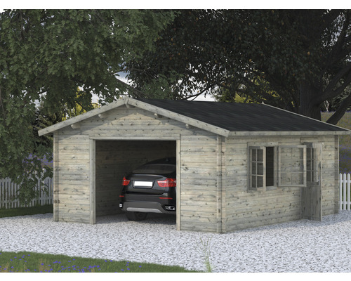 Enkele garage Palmako Roger 23,9 m² zonder deur 450 x 550 cm grijs gegrond