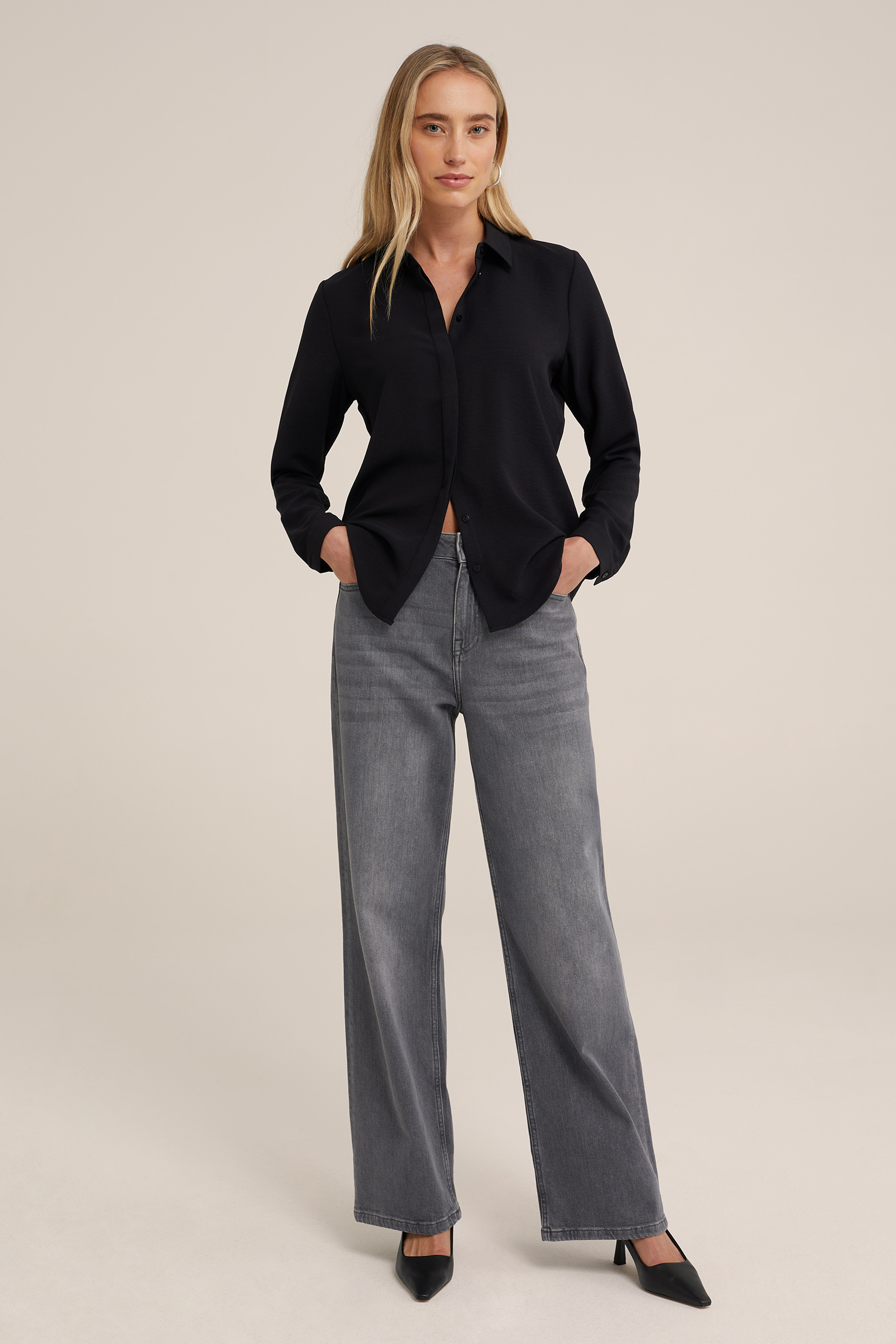 geweven blouse WE Fashion Zwart