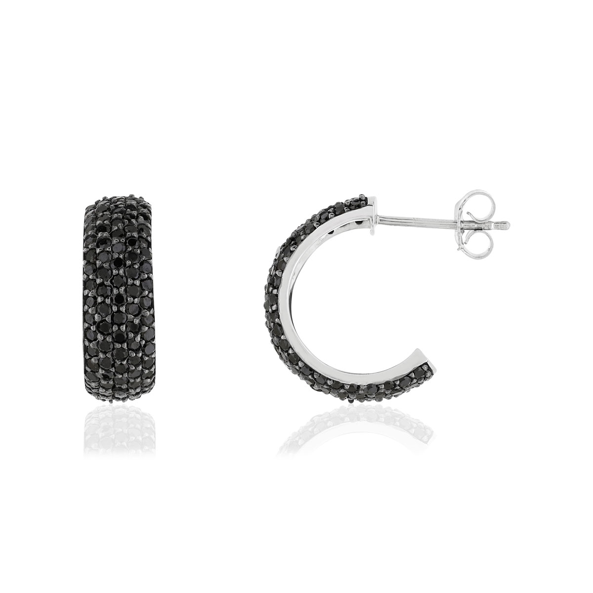 Boucles d'oreilles argent zirconias noirs