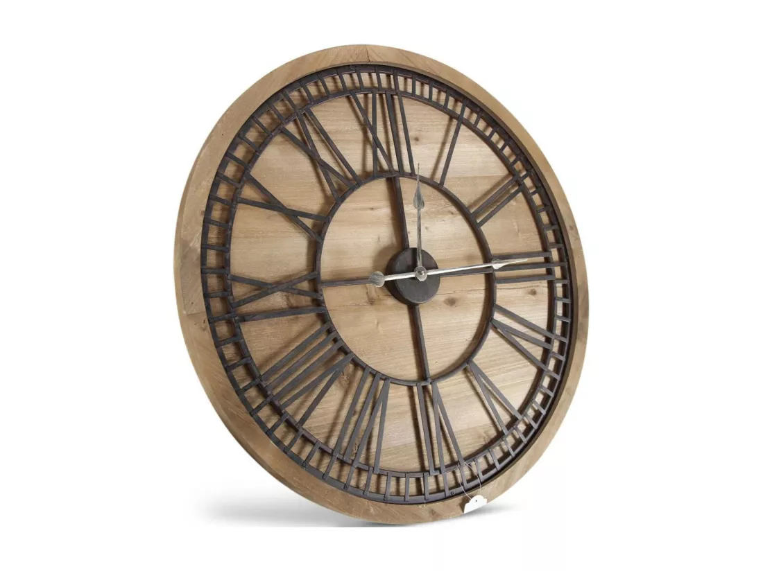 Grande horloge ancienne Bois-Métal Marron - Décoration d'Autrefois