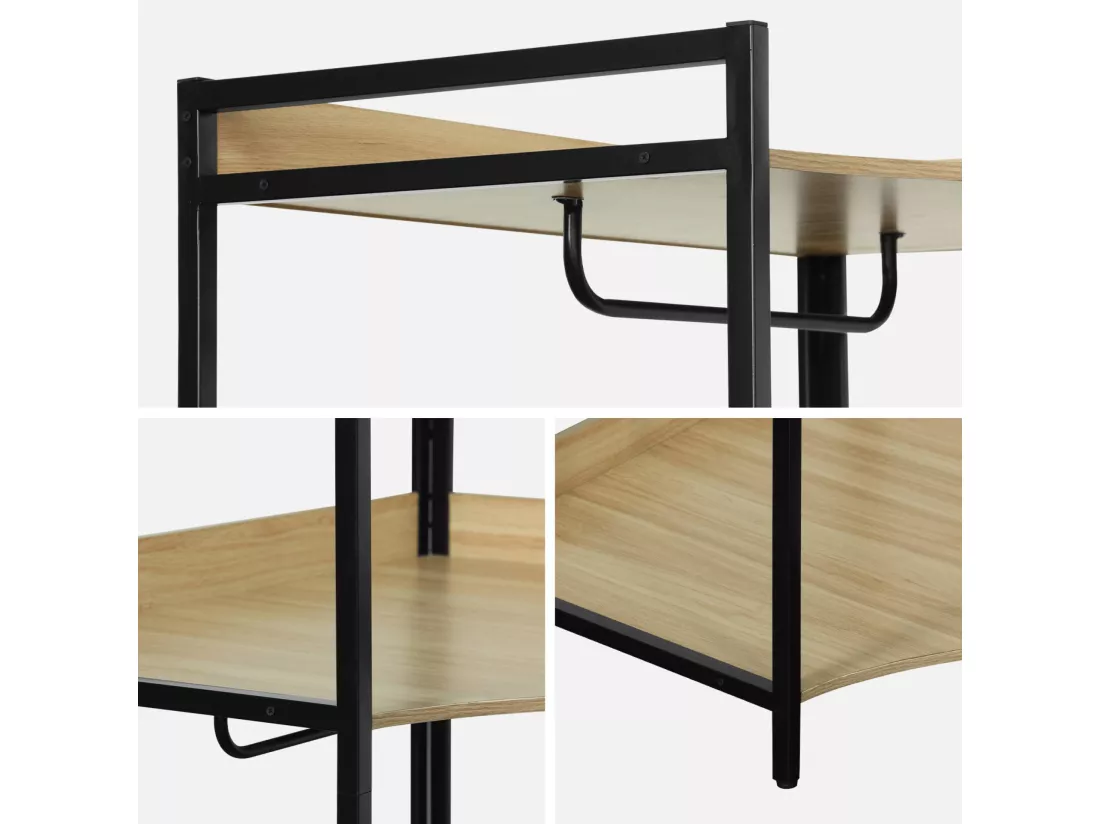Module dressing d'angle noir avec 4 penderies et 2 étagères. L 80 x P 80 x H 190 cm
