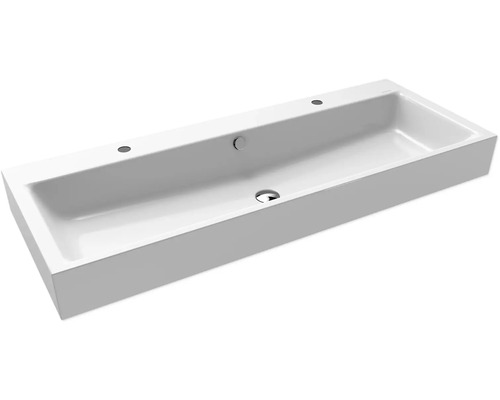 KALDEWEI dubbele wastafel Puro 120 cm wit met 2 kraangaten pareleffect 906806043001